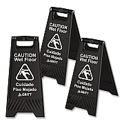 Caution Wet Floor Sign, 11.8 x 12 x 24, Black, 3/Pack (GRI184BLK3PK)