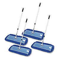 All-In-One 24" Microfiber Dust Mop Set With 72" Telescopic Handle, 24" x 5", Blue, Microfiber Head, 72" Silver Handle, 4 Kits (GRI17424T4PK)
