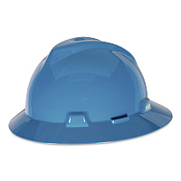 MSA V-Gard Hard Hats, Vented, Full Brim, Staz-On 6-Point Pinlock Suspension, One Size Fits Most (6.5 to 8), Blue (454732)