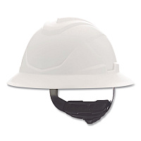 MSA V-Gard Hard Hats, Full Brim, C1 Fas-Trac III Swing Ratchet Suspension, One Size Fits Most (6.5 to 8), White (10215837)
