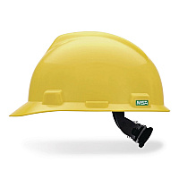 MSA V-Gard Hard Hats, Vented, Front Brim, Fas-Trac III Ratchet Suspension, One Size Fits Most (6.5 to 8), Yellow (477484)