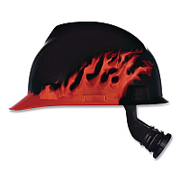 MSA V-Gard Hard Hats, Front Brim, Fas-Trac III Ratchet Suspension, One Size Fits Most (6.5 to 8), Black Fire (10092015)