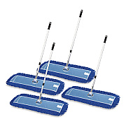 All-In-One Microfiber Dust Mop Set with Telescopic Handle, 36 x 5, Blue Microfiber Head, 72" Silver Aluminum Handle, 4/Kit (GRI17436T4PK)