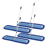 All-In-One Microfiber Dust Mop Set with Telescopic Handle, 60 x 5, Blue Microfiber Head, 72" Silver Aluminum Handle, 4/Kit (GRI17460T4PK)