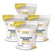 Yellow Essentials Sanitizing Wipes, 5 x 8, Unscented, White, 2,000/Refill Bag, 4 Refill Bags/Carton (YE00120004PK)