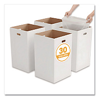 30 Gallon Corrugated Cardboard Trash Can and Recycling Container, White, 4/Carton (GRI52030G4)