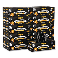 Commercial Grade Dog Waste Station Refill Bags, Open-Face, 8" x 13", Black, 200 Bags/Roll, 20/Carton (FLO220)