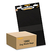 Pet Waste Station Header Heavy-Duty Leak-Resistant Dog Waste Refill Bags, Open-Face, 8.5" x 13.4", Black, 1000 Bags/Carton (FLO2110)