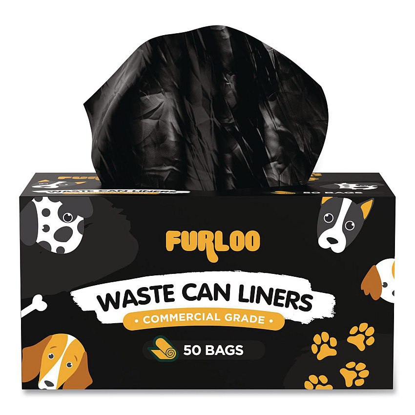 13-Gallon Heavy Duty Dog Waste Station Can Liners, Open-Face, 13 gal, 26" x 33", Black, 50 Bags (FLO22)