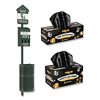 Pet Waste Station Starter Kit with Roll Bag Dispenser, Bags and Liners, 11.5 gal, Top Door, Green (FLO1RSGB)