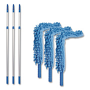 Flexible Wand Duster with Microfiber and Chenille Sleeve and 6 ft Telescopic Pole, 3/Kit (GRI1756F3PK)