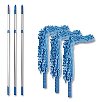 Flexible Wand Duster with Microfiber and Chenille Sleeve and 6 ft Telescopic Pole, 3/Kit (GRI1756F3PK)