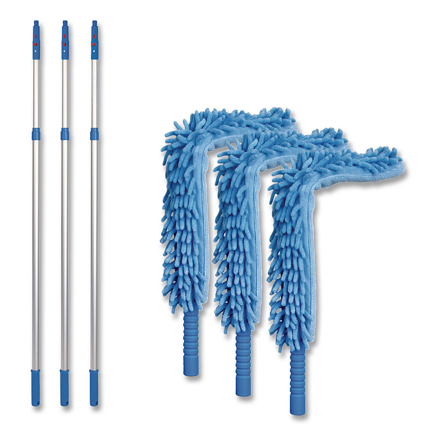 Flexible Wand Duster with Microfiber and Chenille Sleeve and 6 ft Telescopic Pole, 3/Kit (GRI1756F3PK)