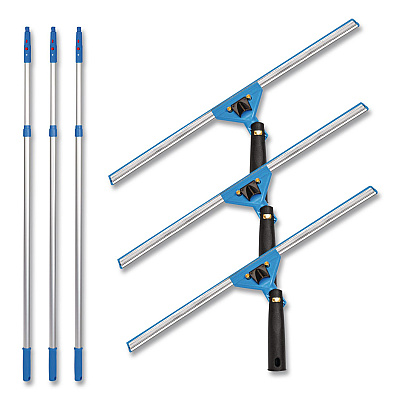 Pro Window Washing Kit with Swivel Squeegee and 6 ft Telescopic Pole, 18" Wide Blade, 3/Kit (GRI1306F183P)