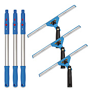 Pro Window Washing Kit with Swivel Window Squeegee and 20" Pole, 14" Wide Blade, 3/Kit (GRI1313PK)