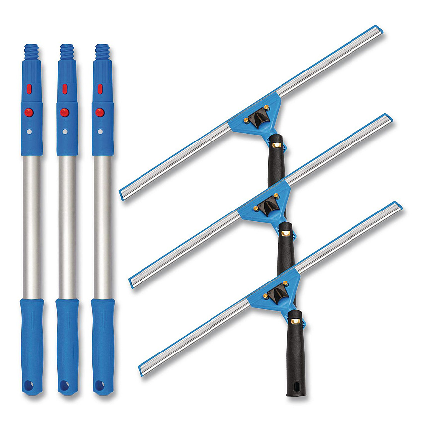 Pro Window Washing Kit with Swivel Window Squeegee and 20" Pole, 18" Wide Blade, 3/Kit (GRI131183PK)