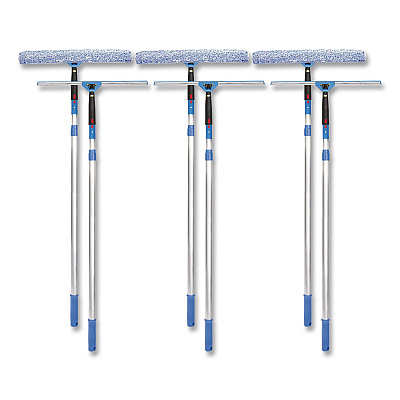 Pro Window Washing Kit with Squeegee, Washer and 6 ft Telescopic Pole, 18" Wide Blade, 3/Kit (GRI1376F183P)