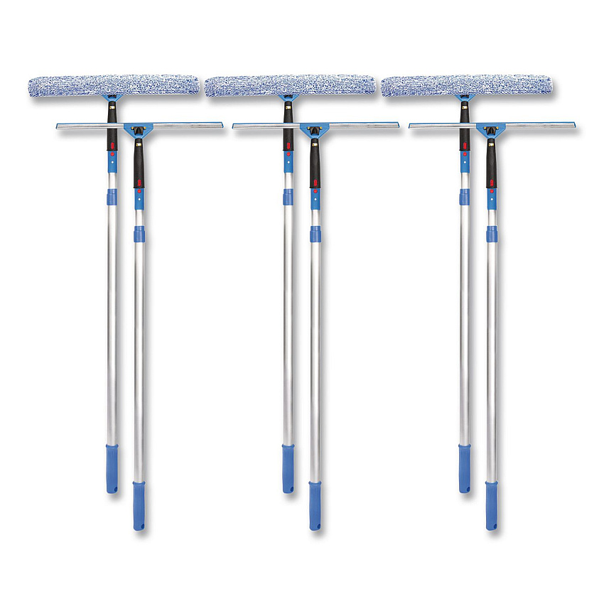 Pro Window Washing Kit with Squeegee, Washer and 6 ft Telescopic Pole, 18" Wide Blade, 3/Kit (GRI1376F183P)