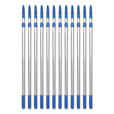 6 ft Telescopic Aluminum Extension Pole with Click/Lock Adapter Cone, 3.5 ft to 6 ft, Blue/Silver, 12/Carton (GRI1066F12PK)