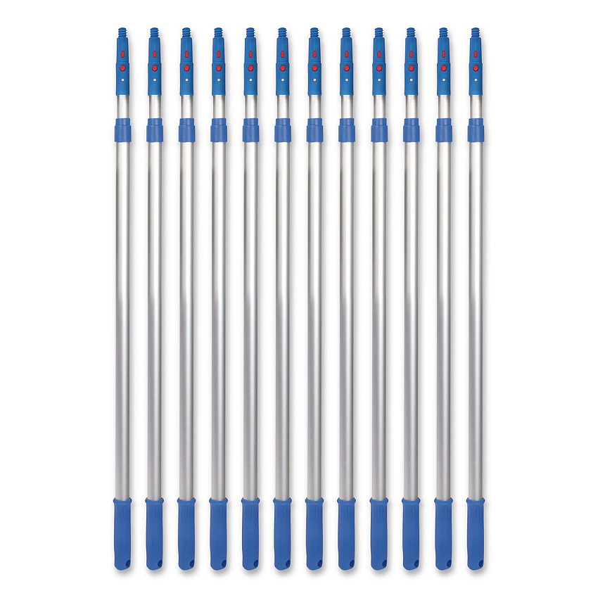 6 ft Telescopic Aluminum Extension Pole with Click/Lock Adapter Cone, 3.5 ft to 6 ft, Blue/Silver, 12/Carton (GRI1066F12PK)