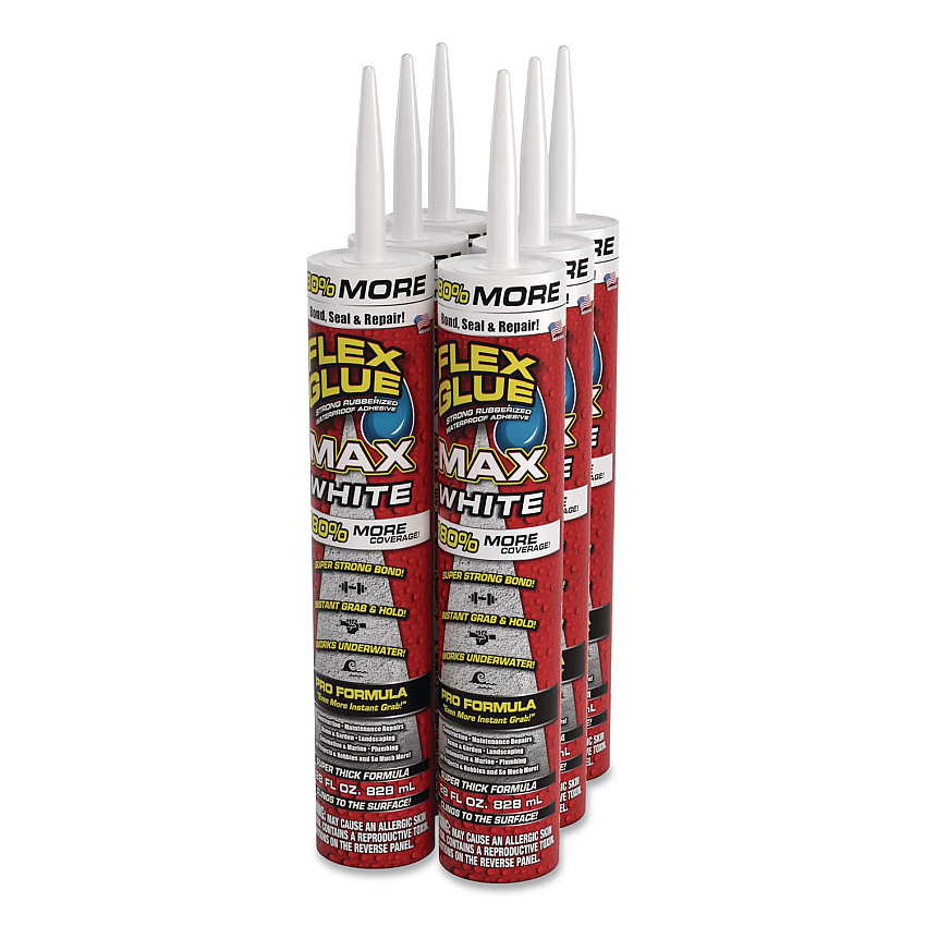 Flex Glue MAX, 28 oz, Dries White, 6/Carton (GFSMAXWHT28)
