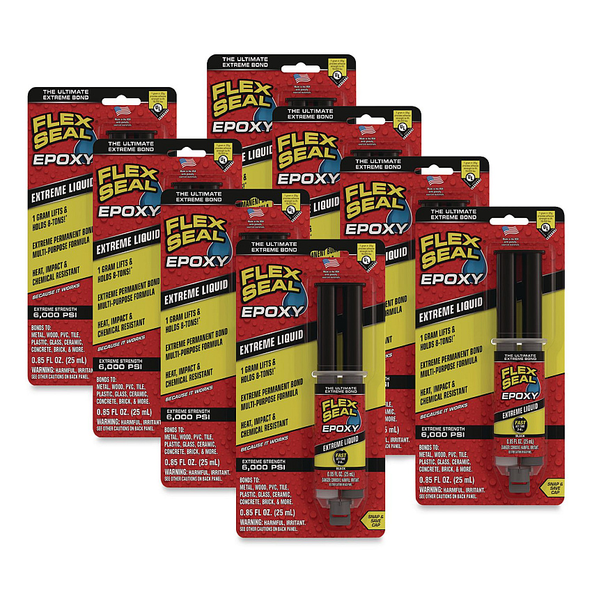 Flex Epoxy Extreme Liquid, Two-Part Syringe, 0.8 oz, Dries Black, 8/Carton (EFSBLKR25)