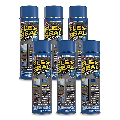 Flex Seal Liquid Rubber Sealant Coating Aerosol, 14 oz Aerosol Can, Dries Blue, 6/Carton (FSBLUR20)