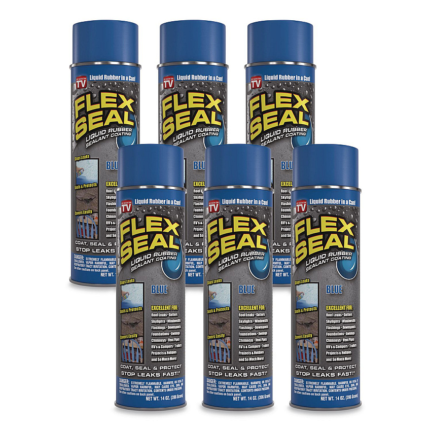Flex Seal Liquid Rubber Sealant Coating Aerosol, 14 oz Aerosol Can, Dries Blue, 6/Carton (FSBLUR20)