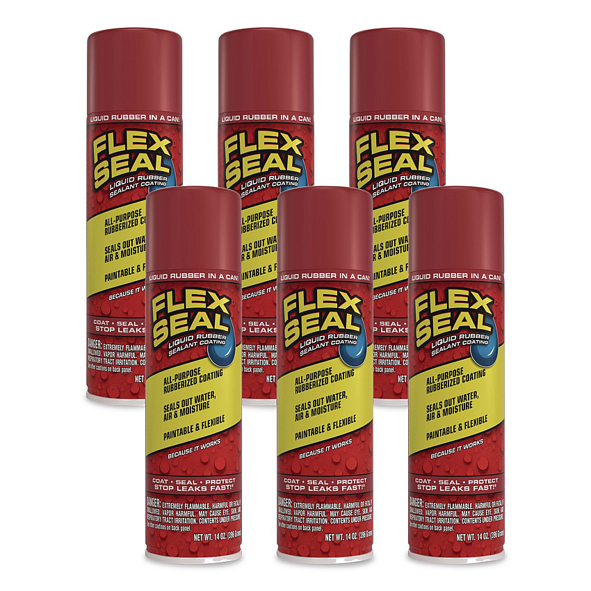 Flex Seal Liquid Rubber Sealant Coating Aerosol, 14 oz Aerosol Can, Dries Red, 6/Carton (FSREDR20)