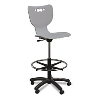 MooreCo Hierarchy Five-Star Stool, Supports Up to 250 lbs, 24.48" to 33.23" Seat Height, Gray Seat, Black Base (53512GREY)