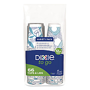 Dixie To Go Paper Cups and Lids Combo, 12 oz, Blue/White, 66/Pack (15030)