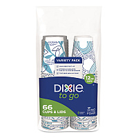 Dixie To Go Paper Cups and Lids Combo, 12 oz, Blue/White, 66/Pack (15030)