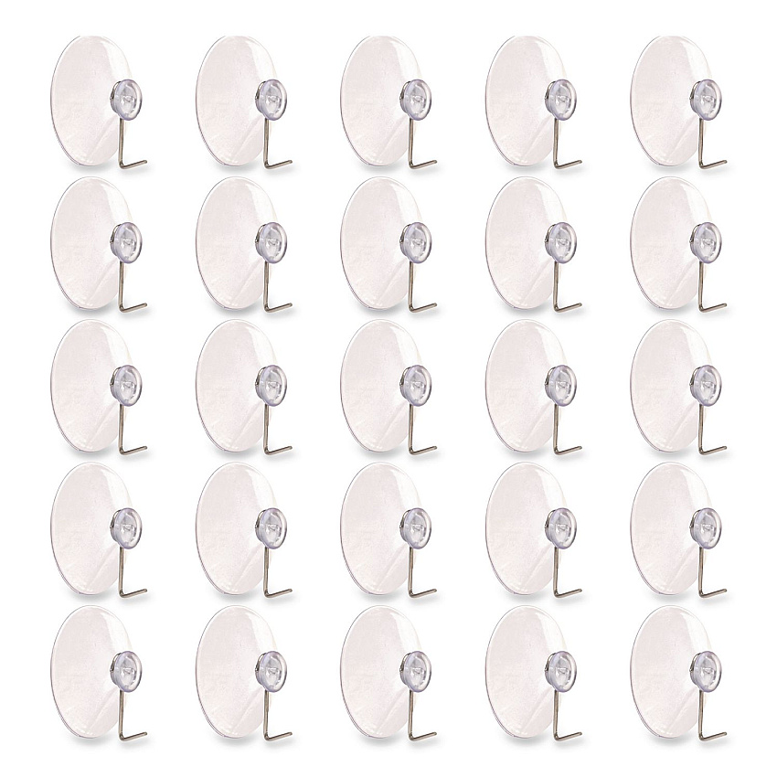 General Printing & Design Suction Cup Hooks, Metal Silver Hook, 25/Pack (SC25PK)