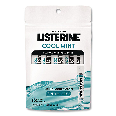 On-The-Go Mouthwash, Cool Mint Flavor, 0.33 oz Packet, 15/Pack (20246)