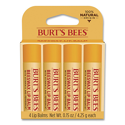 Beeswax Lip Balm, Original, 0.15 oz Stick, 4/Pack (01198)