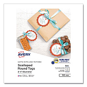 Avery Printable Scallop Round Gift Tags, Inkjet/Laser Printers, 2.5" dia, White, 9/Sheet, 10 Sheets/Pack (80511)