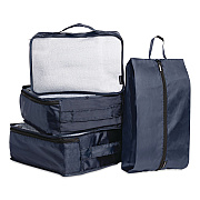 Brookstone 4-Piece Packing Cube Set, Assorted Sizes, Navy (BOLP0002)