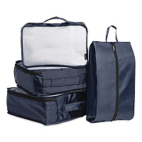 Brookstone 4-Piece Packing Cube Set, Assorted Sizes, Navy (BOLP0002)