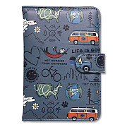 Passport Cover, 4.25 x 5.87, Vegan Leather, Multicolor Travel Print (LNPW0001)