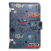 Passport Cover, 4.25 x 5.87, Vegan Leather, Multicolor Travel Print (LNPW0001)