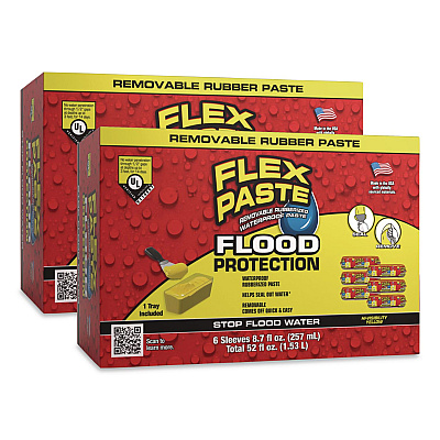 Flex Paste Flood Protection Paste, (6) 8.7 oz Sleeves with Tray/Pack, Dries Yellow, 2 Packs/Carton (RPSYELR64)