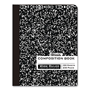 BAZIC Composition Books, 1 Subject, Wide/Legal Rule, Black Marble Cover, (100) 9.75 x 7.5 Sheets (508)