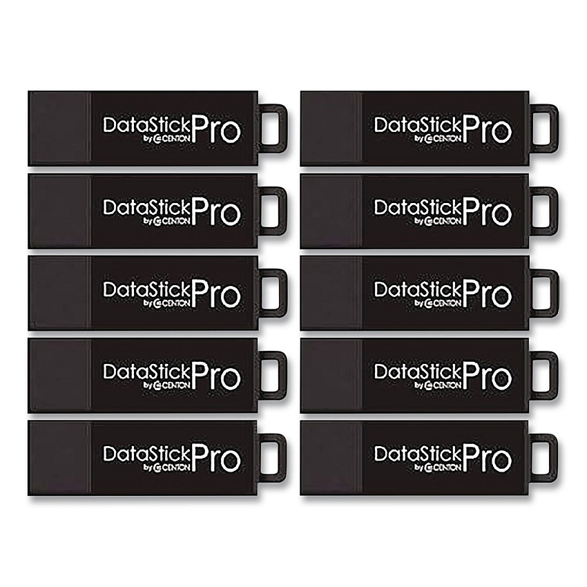 Centon DataStick Pro USB 3.2 Type A Flash Drive, 256 GB, Black, 10/Pack (C1U3P6256G10)