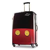 AMERICAN TOURISTER Disney Mickey Mouse Pants Large Hardside Spinner Suitcase, 12 x 19.8 x 31, Black/Red/Yellow (676114757)
