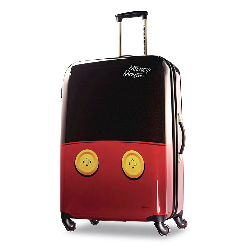AMERICAN TOURISTER Disney Mickey Mouse Pants Large Hardside Spinner Suitcase, 12 x 19.8 x 31, Black/Red/Yellow (676114757)