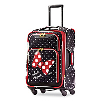 AMERICAN TOURISTER Disney Minnie Mouse Red Bow Softside Spinner Suitcase, 11 x 19 x 31, Black/Red/White (676154754)