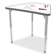 MooreCo Hierarchy Beam Desk, 34.4" x 24" x 18" to 29", White Porcelain Steel with Platinum Legs,Ships in Two Boxes (Worksurface/Legs) (5907766692)