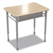 MooreCo Astute Hard Plastic Desk, 26" x 19.3" x 23.1" to 33.1", Fusion Maple, 2/Carton (59082)
