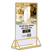 General Printing & Design Acrylic Sign Holder with Gold Trim, 4 x 6 Insert (SGNHGT4X6)