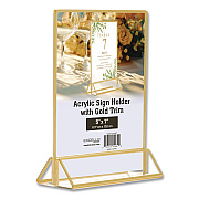 General Printing & Design Acrylic Sign Holder with Gold Trim, 5 x 7 Insert (SGNHGT5X7)
